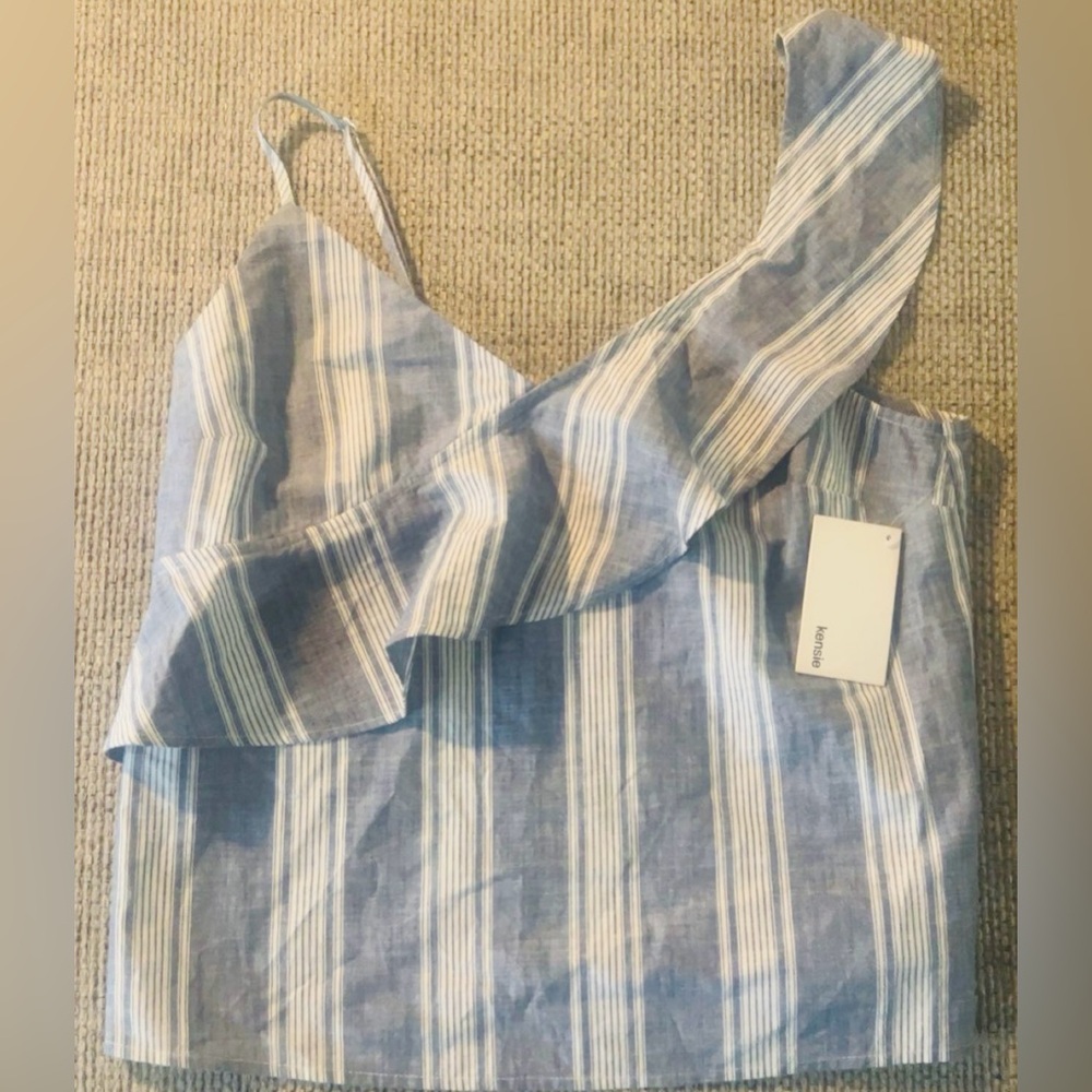 Kensie Blue and White Striped Top